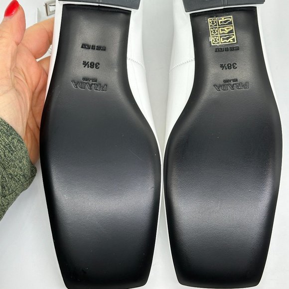 PRADA Logo Patent Leather Square Toe Ankle Strap Flat Ballerina Flat Sho… - Picture 14 of 16